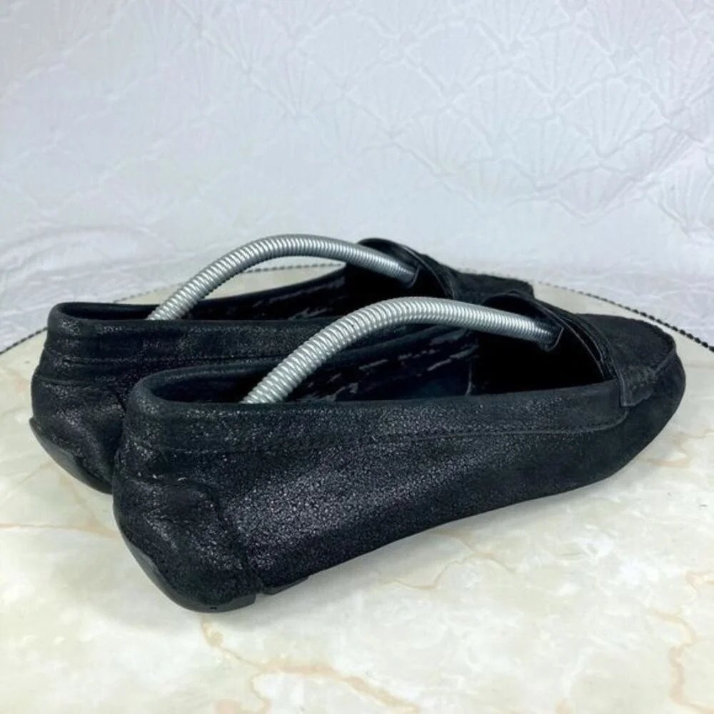 Lauren Ralph Lauren Penny Driving Loafers Womens 6.5 Black Shimmer Suede Shoes